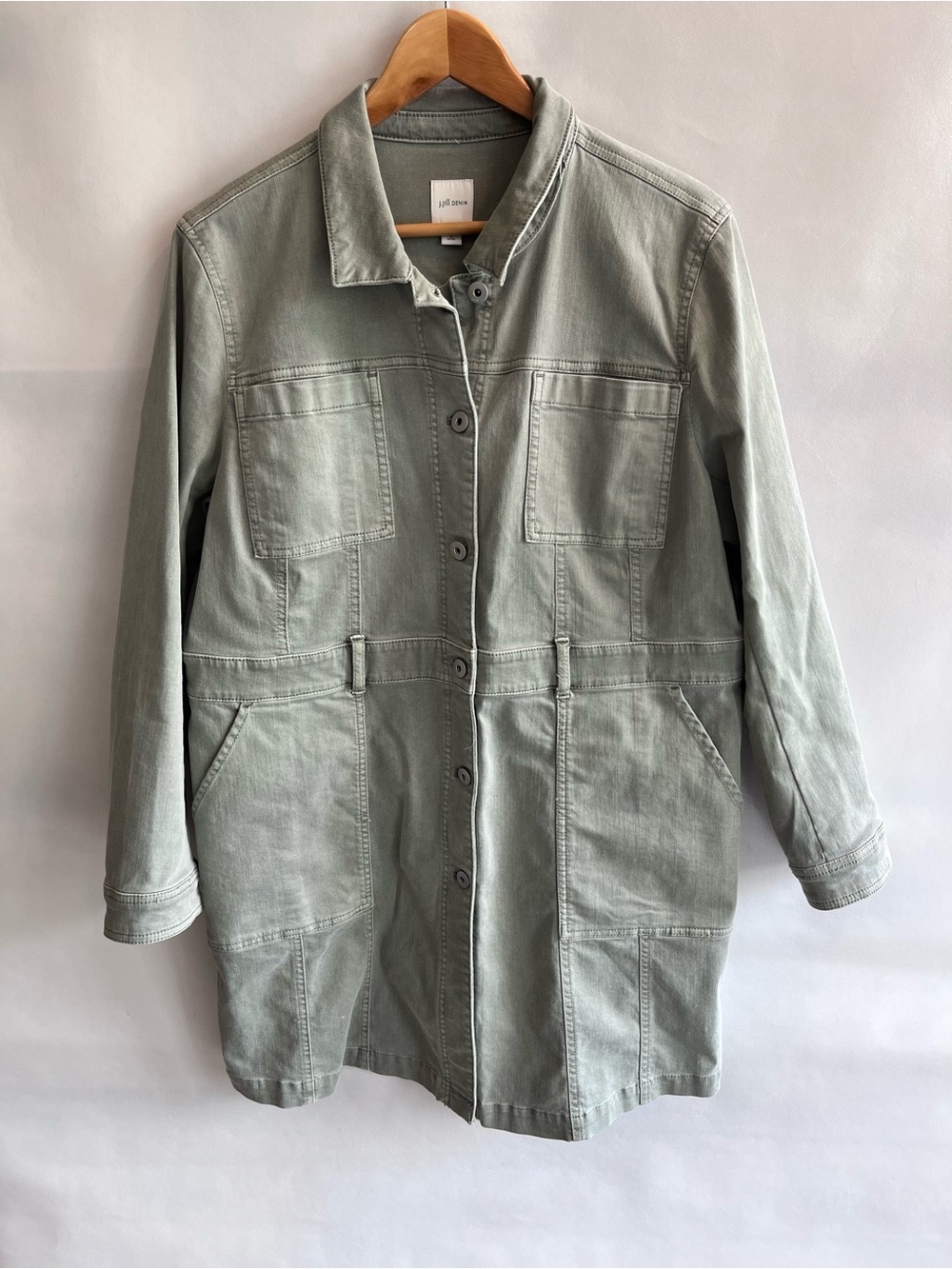 J. Jill Green Denim Button Front Dress